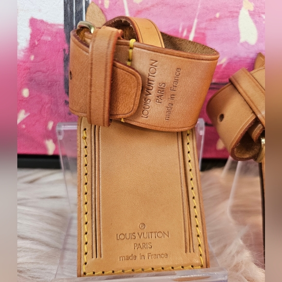 Louis Vuitton Set Vachetta Vintage Luggage Tag & Handle Strap X 2✨ - Picture 2 of 16